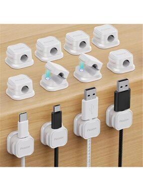 Magnetic Cable Organizer Cord Holder Desk Wire Management Clips Adhesive
